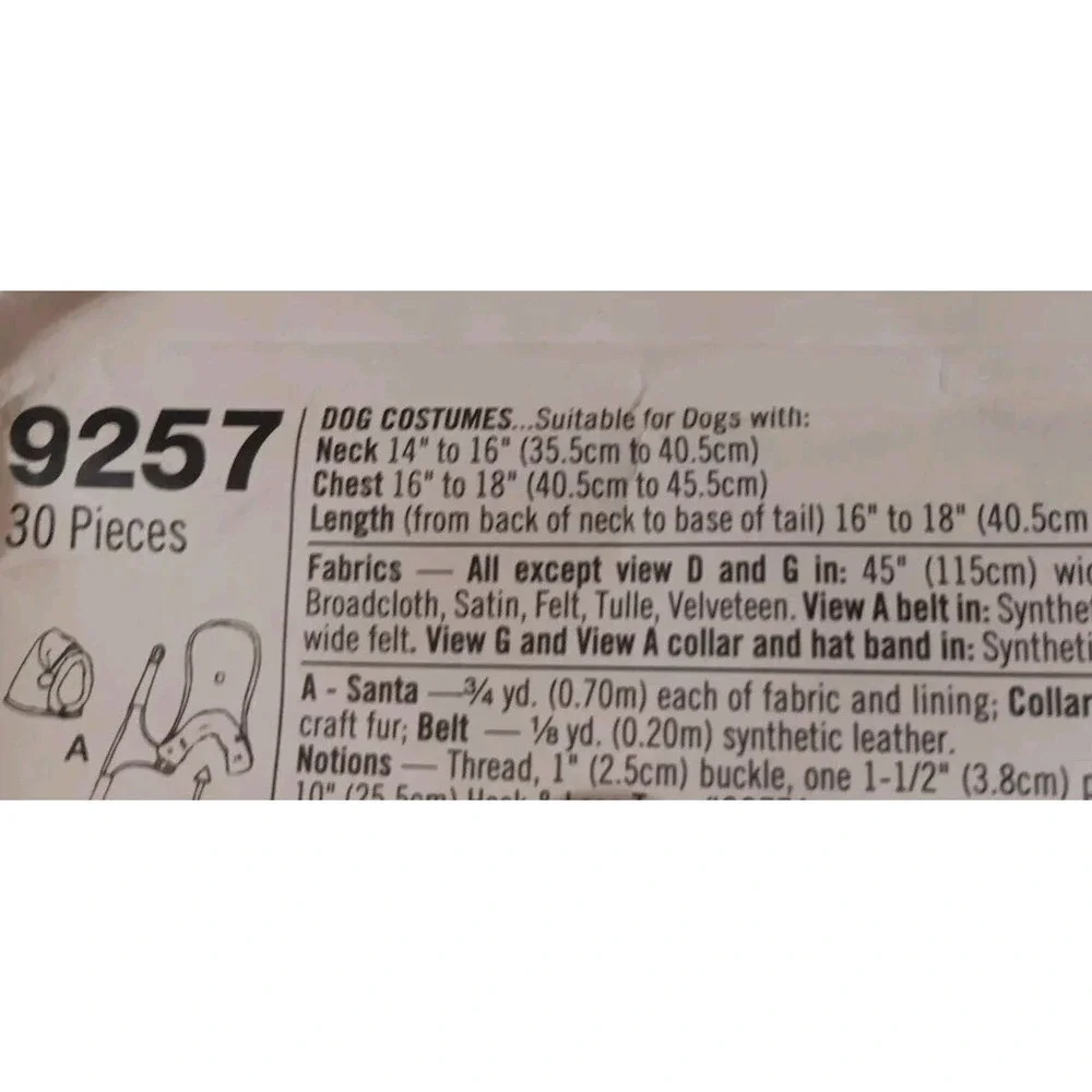 Dog Sewing Patterns Seasonal Costumes‎ Coat Pet Bed Various Sizes See Photos